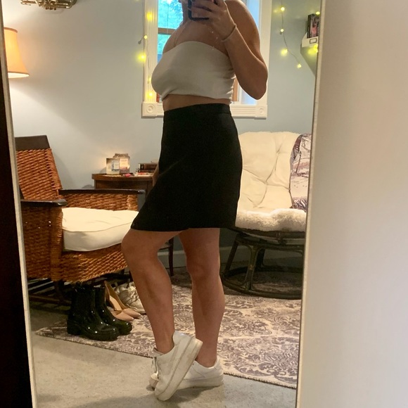 Black Asymmetrical Front Skirt - Picture 2 of 4